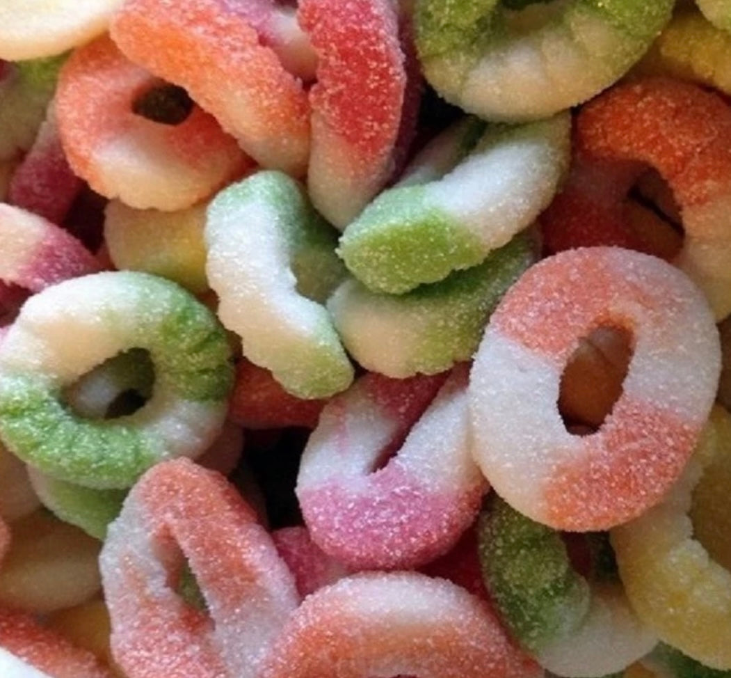 Anneaux arlequins acidulé (100g)