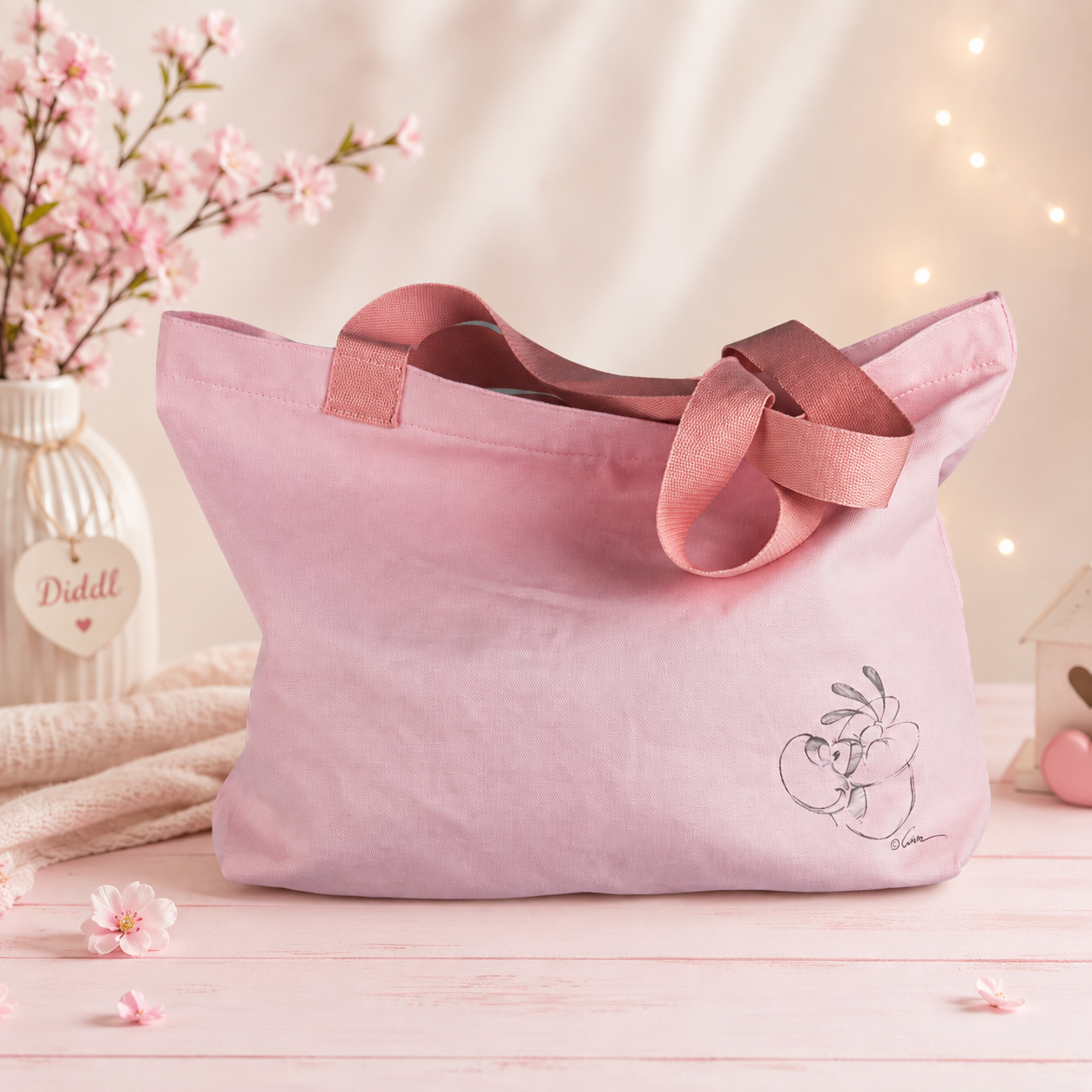 Totebag Diddl rose (collection signature)