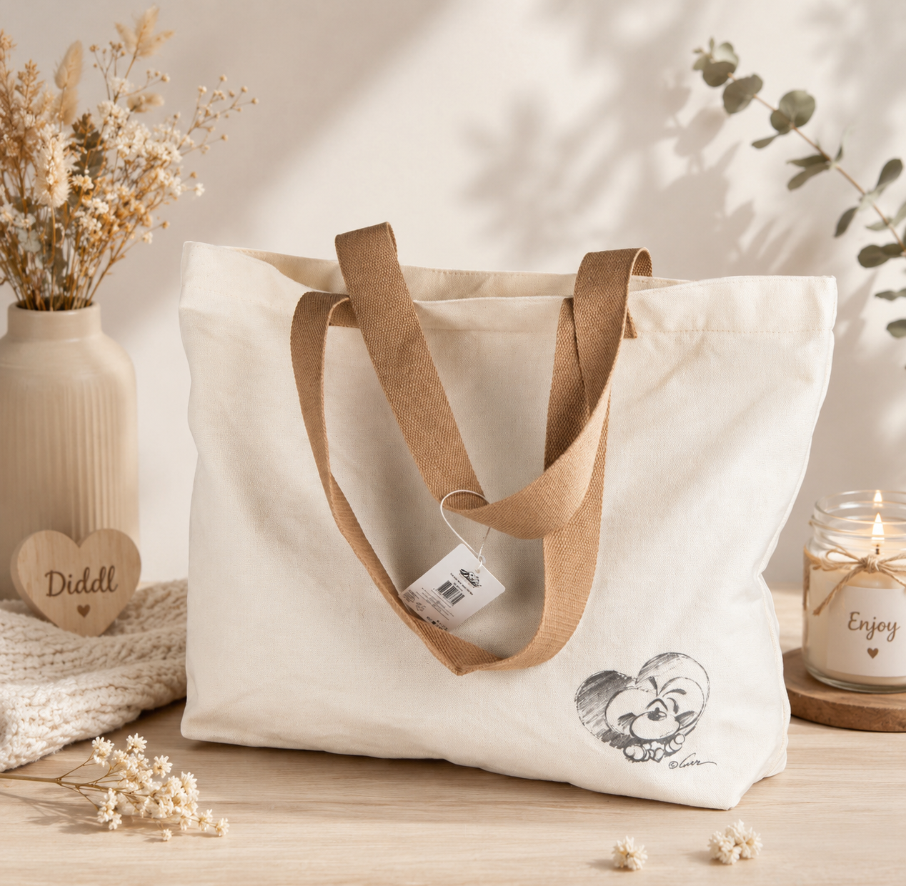 Totebag Diddl beige (collection signature)